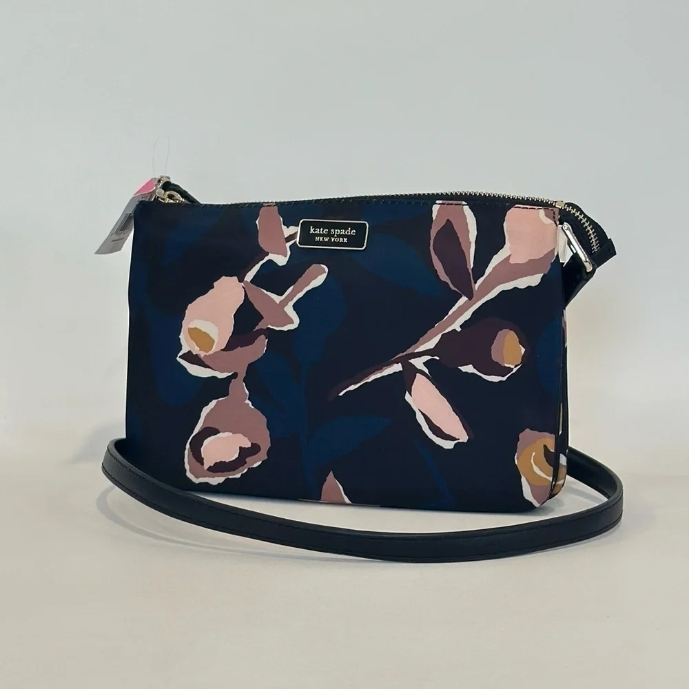Kate Spade New York Triple Gusset Crossbody Bag with Dawn Paper Rose Print